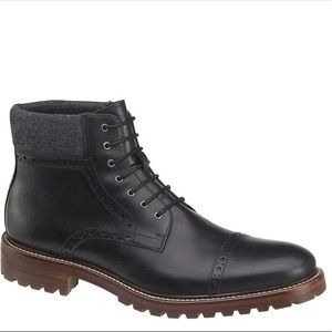 J&M 1850 Men 9M US Cap Toe Oxfords Boots Black